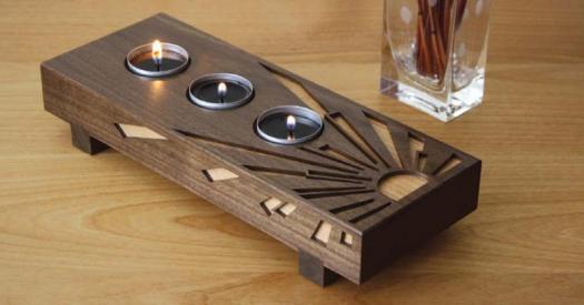 Tea Light Candle Holders with Wood Bottom