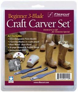 Includes everything you’ll need to get started in the rewarding world of woodcarving.  Why it’s Hot: Includes an interchange¬able palm handle, three carving blades, bass wood boot blank, 16-page manual and project guide, and instructional DVD.