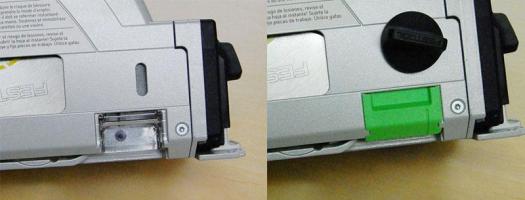 L) Viewing window; (R) Splinter guard