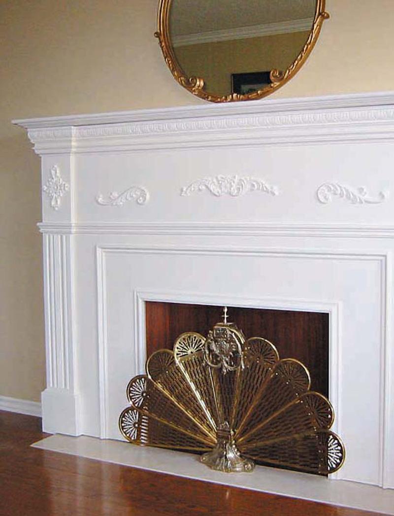 >Faux fireplace mantle