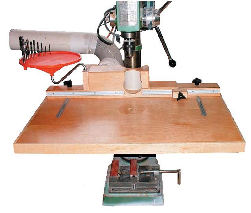 Drill press table and fence
