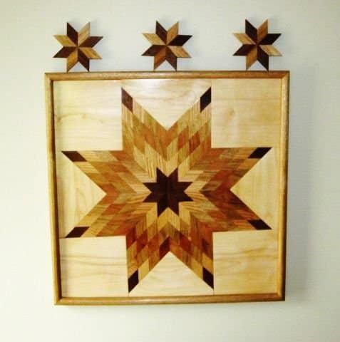 Lone Star Quilt pattern in wood