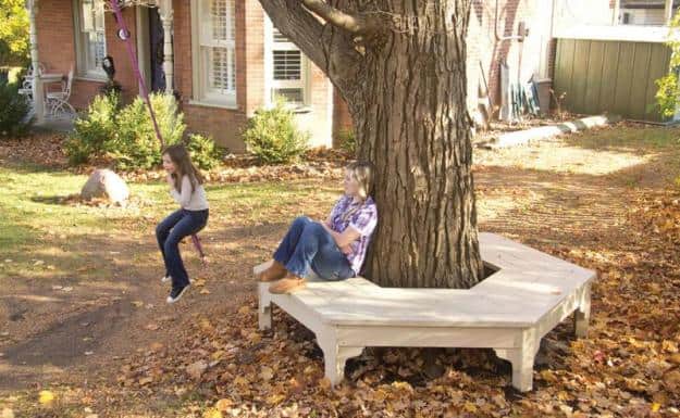 >Make a hexagonal tree bench