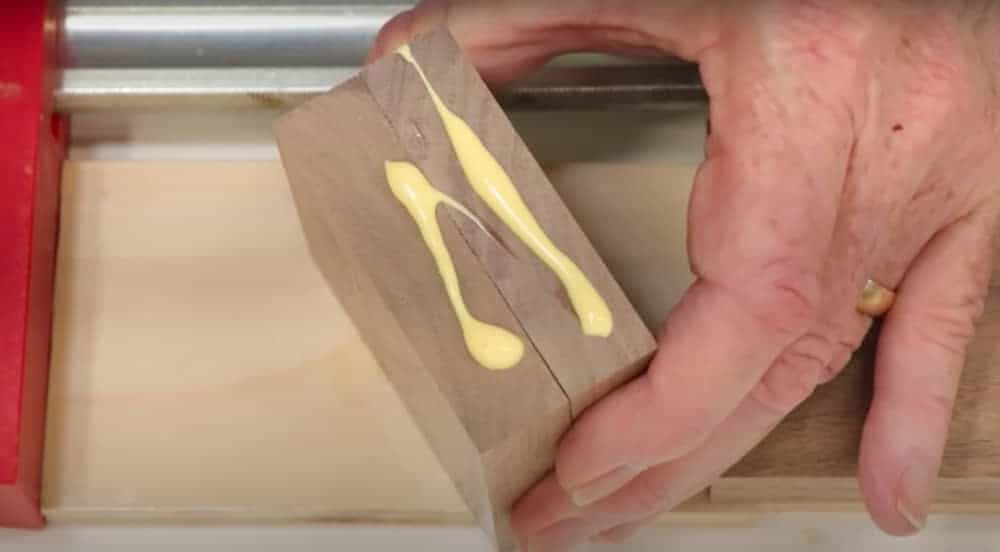 Jason Schneider, an Anishinaabe youth and gluing end grain Canadian Woodworking