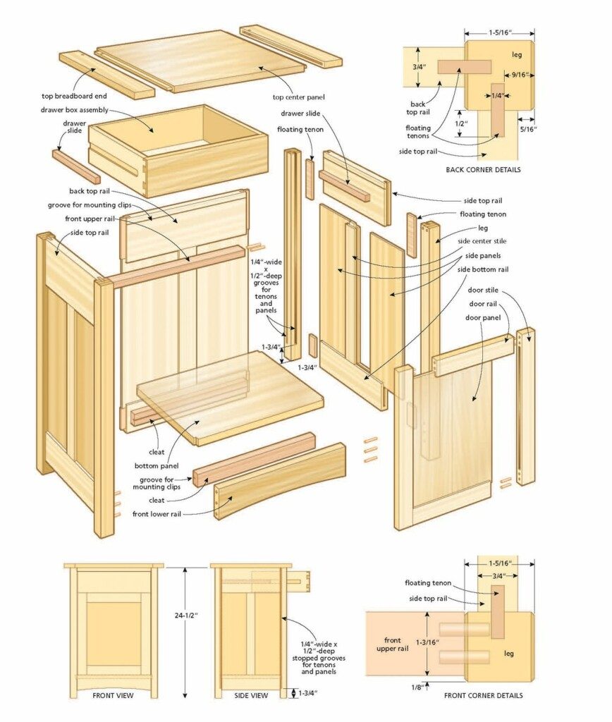 mission night table drawing