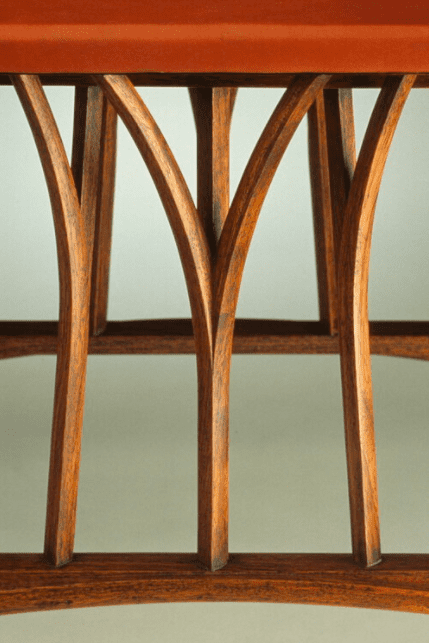 Bubinga Bench with Leather Seat, Detail