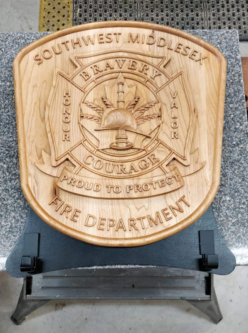 Engraved firefighter's shield