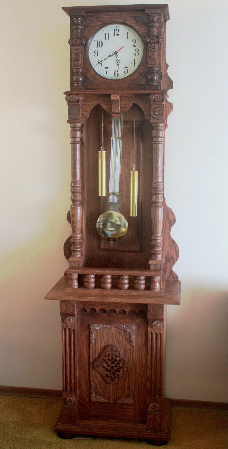 Open well grandfather clock