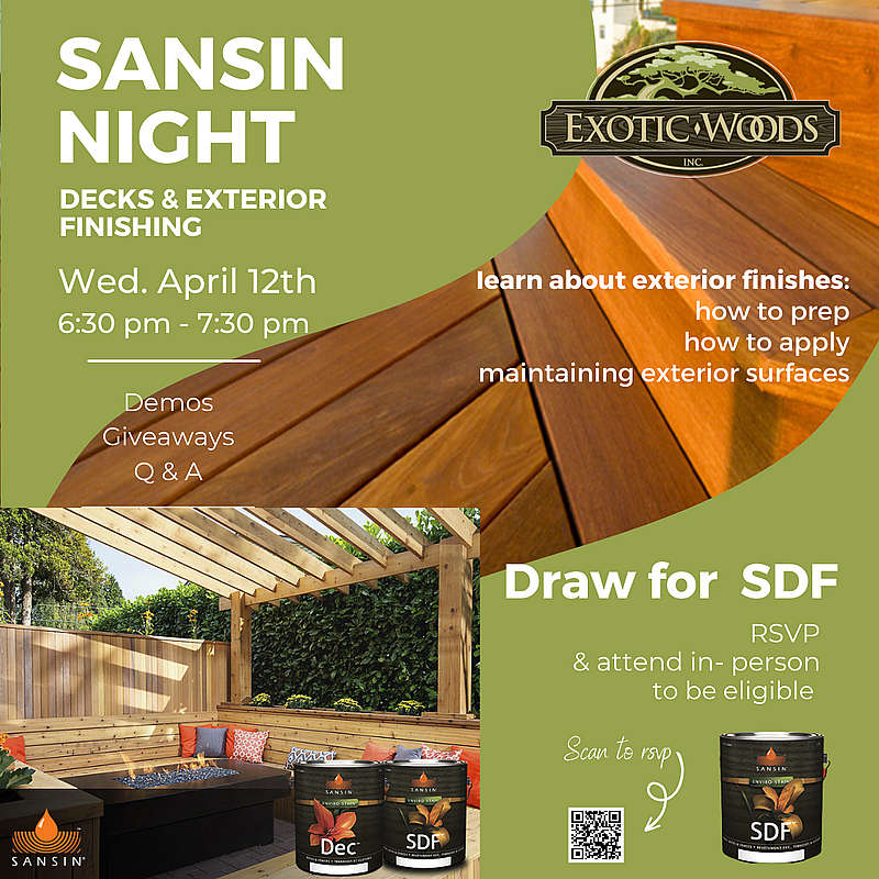 Exterior wood finishes with Sansin