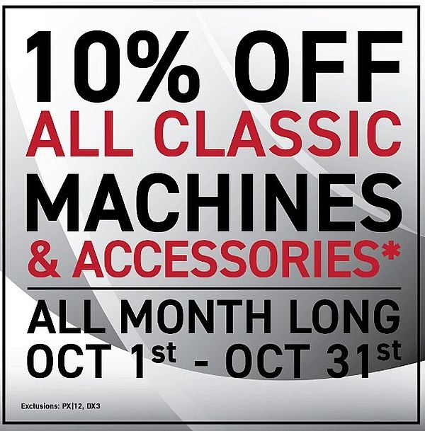 >Laguna 10% off classic machines and accessories