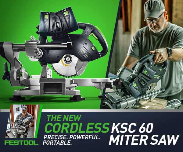 >Festool KSC 60 cordless sliding compound mitre saw: cordless for ultimate precision and power   