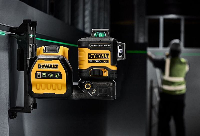 New DEWALT 12V/20V MAX XR high precision 3 X 360° line laser delivers accuracy and precision for challenging layouts