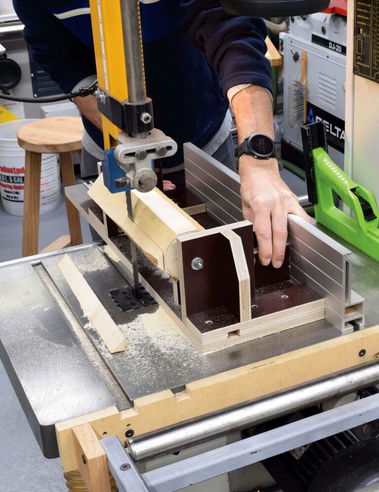 Design a bandsaw chamfering jig for turning