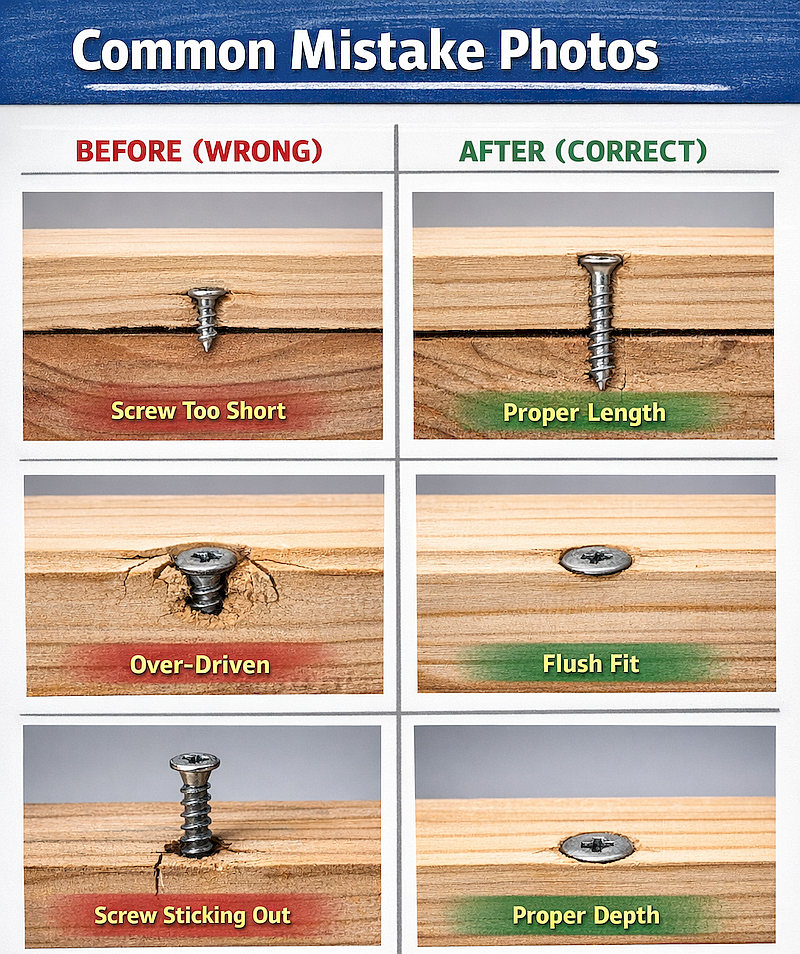 common mistake photos with screw