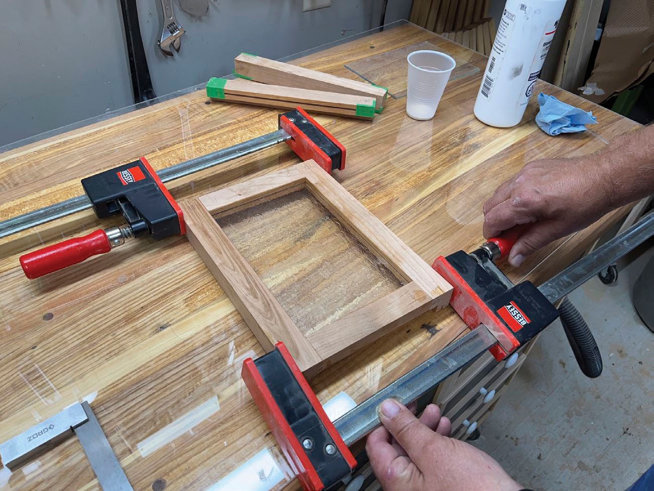 wood and copper lantern