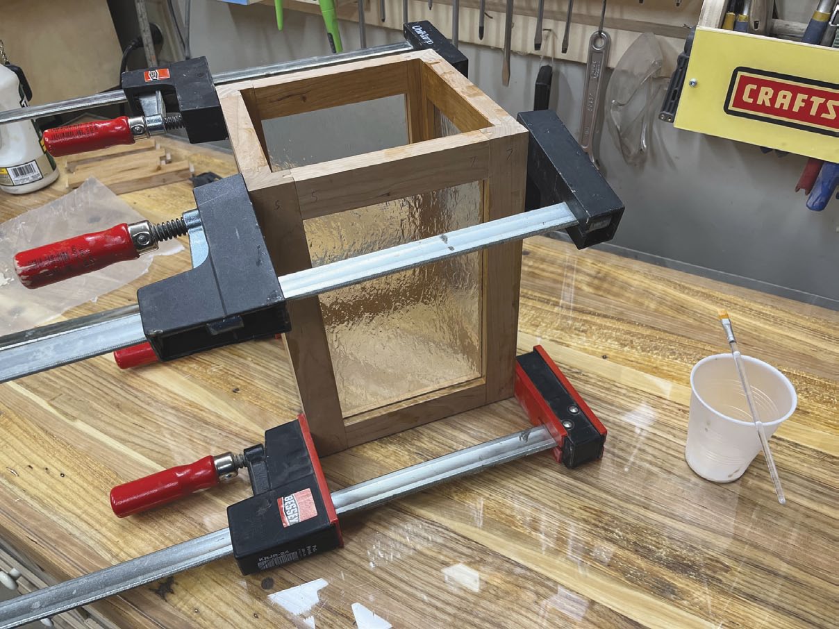 wood and copper lantern