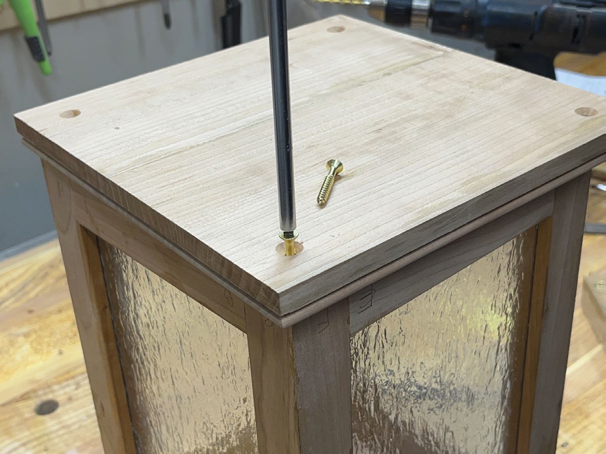 wood and copper lantern