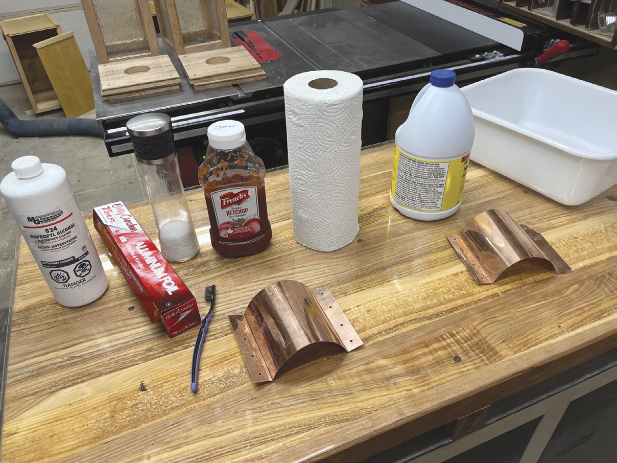 wood and copper lantern