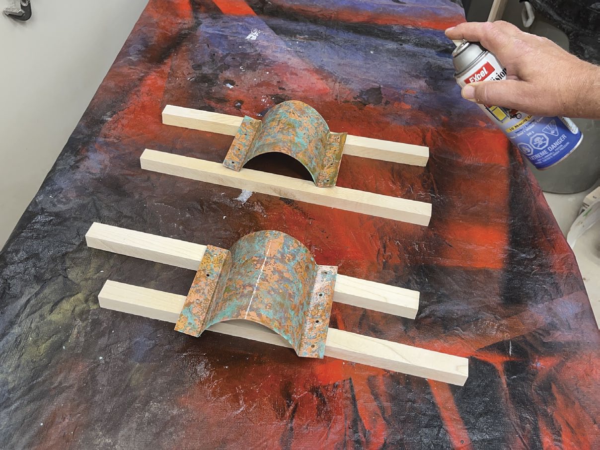 wood and copper lantern